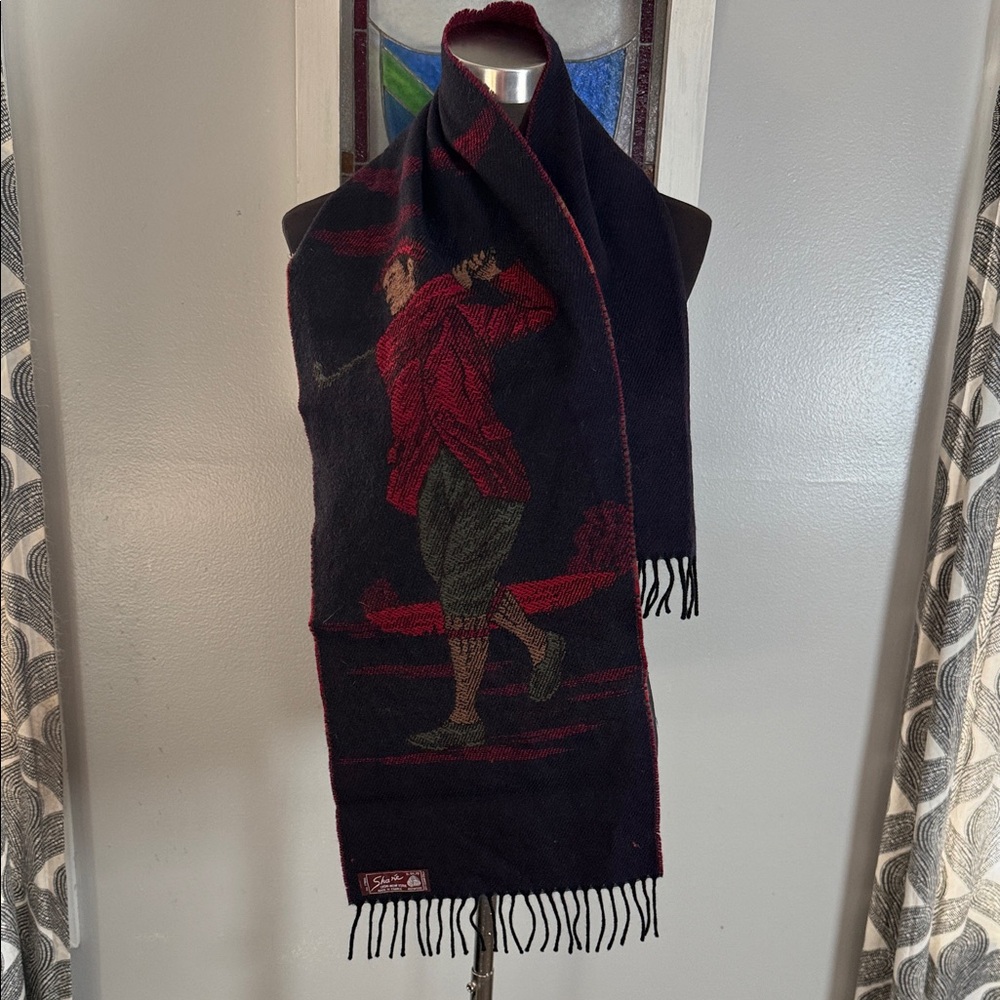 Shar Vintage 100% Wool Golf Scarf Made In France